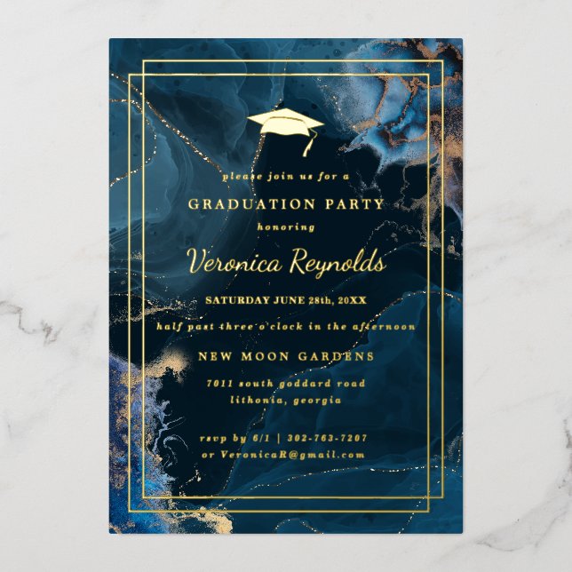 En Aluminium Invitation de remise des diplômes | Marbre Géode O (Recto)