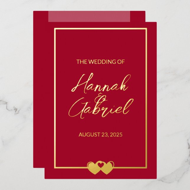 En Aluminium Invitation de Ruby Red Mariage Foil (Recto/Verso)