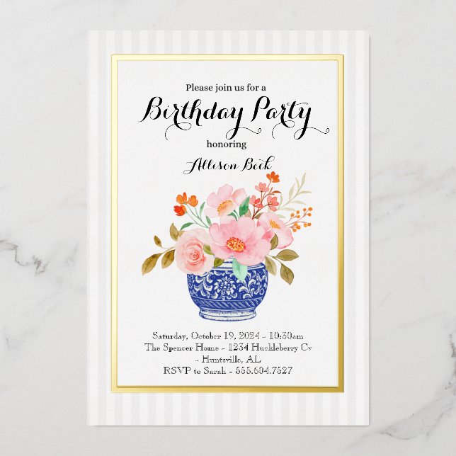 En Aluminium Invitation de vase Chinoiserie (Recto)