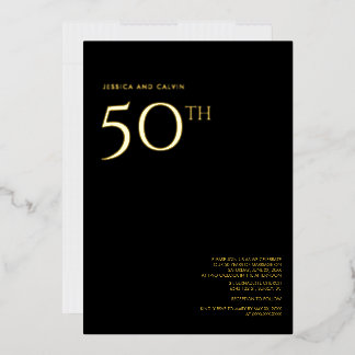 En Aluminium Invitation du 50e anniversaire du Mariage Black & 