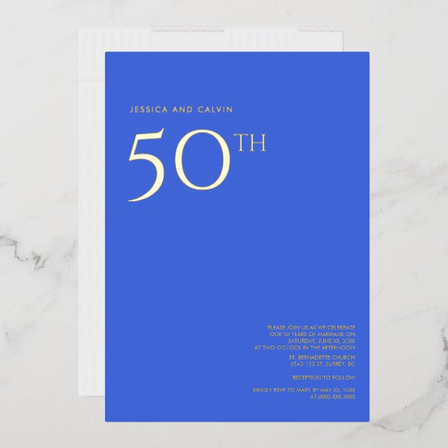 En Aluminium Invitation du 50e anniversaire du Mariage Royal Bl (Enveloppe)