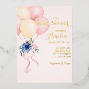 En Aluminium Invitation du Baby shower de ballon floral