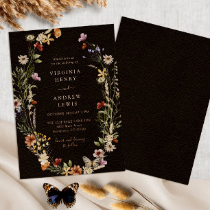 En Aluminium Invitation du Mariage d'or Rose noir Boho 