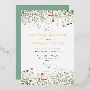 En Aluminium Invitation du Mariage fleur sauvage Foil