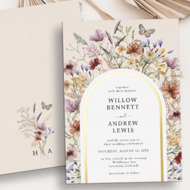 En Aluminium Invitation du Mariage fleur sauvage Foil (Wildflower Wedding Foil Invitation
)