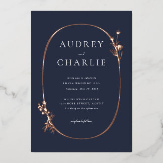 En Aluminium Invitation du Mariage fleur sauvage Wreath Foil