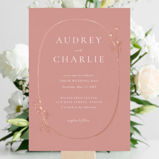 En Aluminium Invitation du Mariage fleur sauvage Wreath Foil