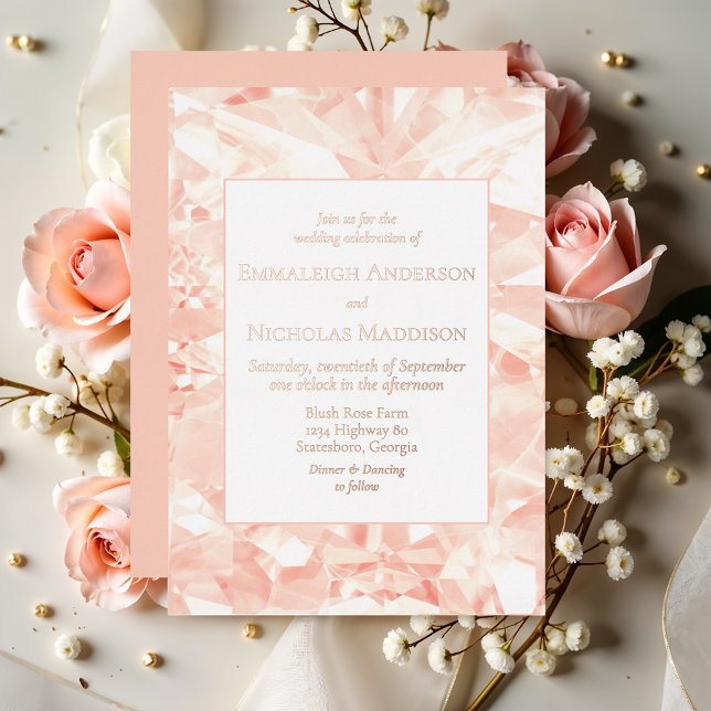 En Aluminium Invitation du Mariage Foil Rose Faux Gemstone (Créateur téléchargé)