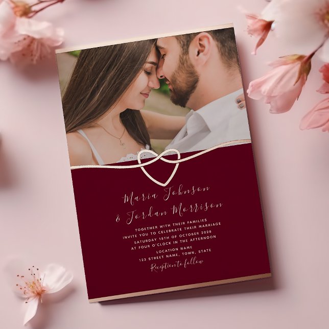En Aluminium Invitation du Mariage rose Gold Burgundy (Créateur téléchargé)