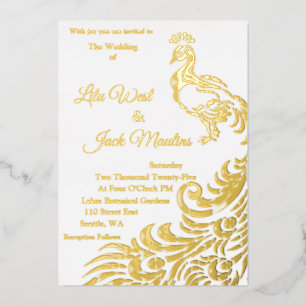 En Aluminium Invitation d'un grand Mariage de paon