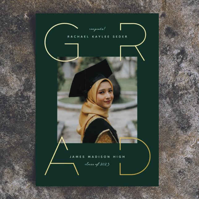 En Aluminium Invitation feuille d'or pour diplômé moderne (Créateur téléchargé)