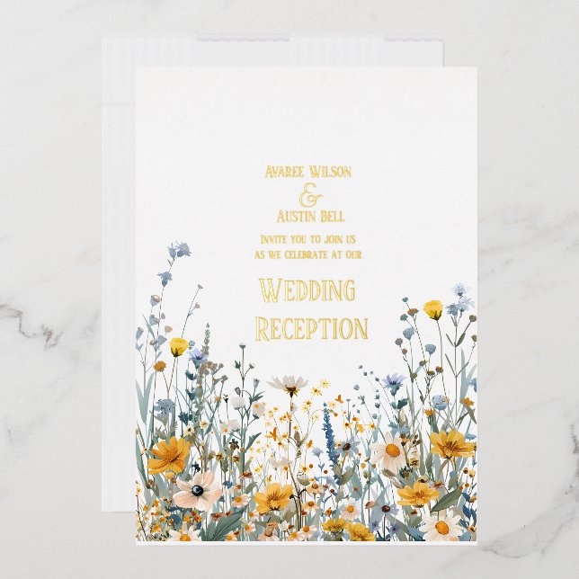 En Aluminium Invitation Fleur sauvage Gold Foil (Enveloppe)