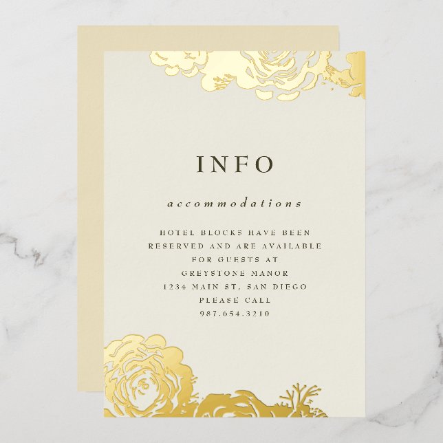 En Aluminium Invitation Fleurs d'Or (Recto/Verso)