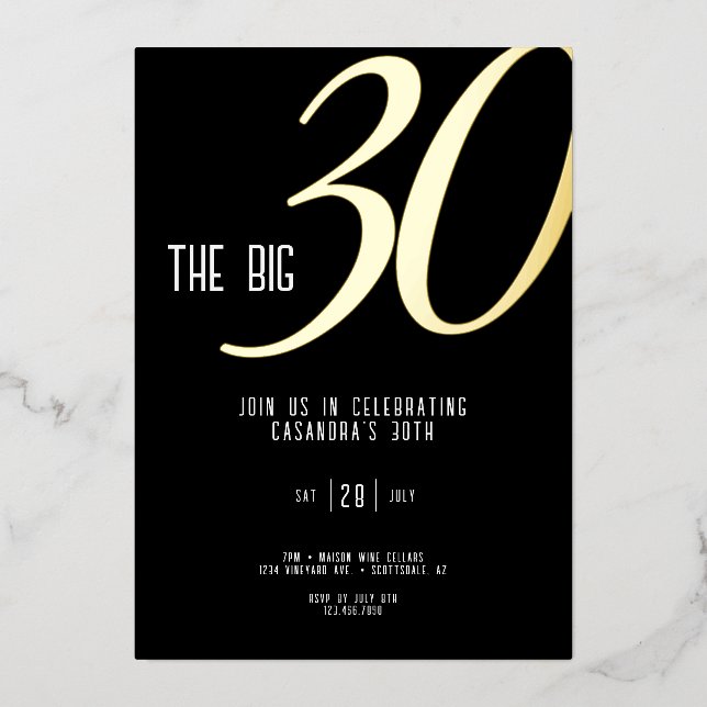 En Aluminium Invitation Foil 30e anniversaire personnalisable (Recto)