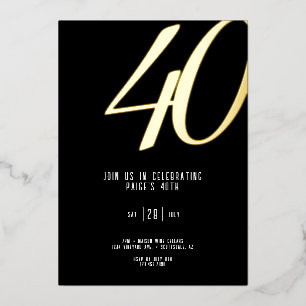 En Aluminium Invitation Foil 40e anniversaire personnalisable