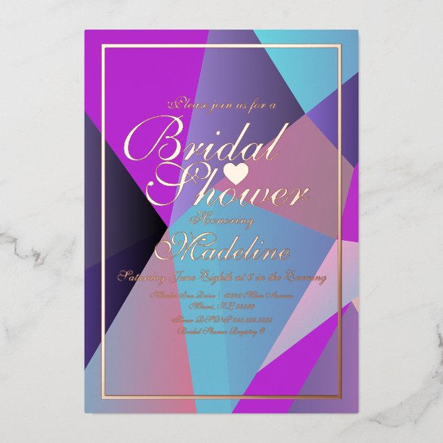 En Aluminium Invitation géométrique violette pour une soirée de (Recto)
