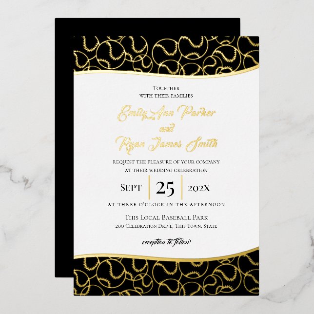 En Aluminium Invitation Gold Baseball (Recto/Verso)