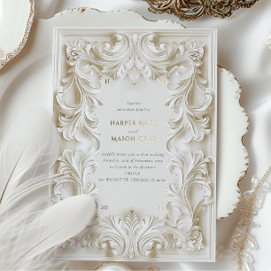 En Aluminium Invitation Mariage cadre d'élégance baroque