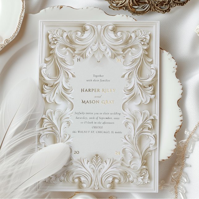 En Aluminium Invitation Mariage cadre d'élégance baroque (Créateur téléchargé)