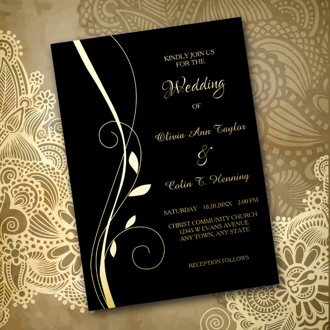 En Aluminium Invitation Mariage de flocon à feuilles élégantes (Créateur téléchargé)