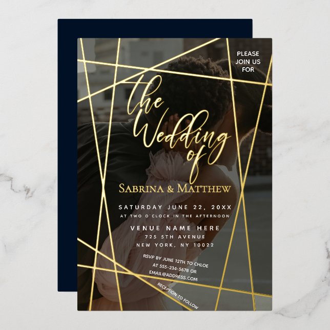 En Aluminium Invitation Mariage Foil Chic Floral Wreath (Recto/Verso)