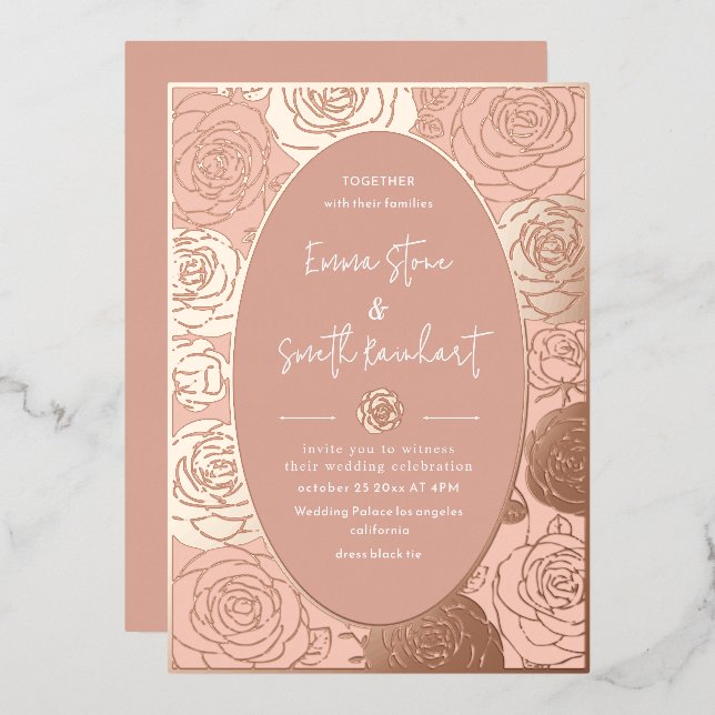 En Aluminium Invitation Mariage Roses Roses Roses roses (Recto/Verso)