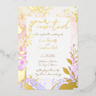 En Aluminium Invitation minimale couleur aquarelle et feuille