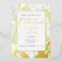 Invitation minimale couleur aquarelle et feuille