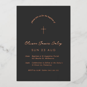 En Aluminium Invitation minimale de baptême croix chrétienne
