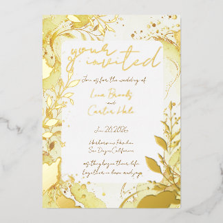 En Aluminium Invitation minimaliste aquarelle or et foil