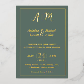 En Aluminium Invitation minimaliste élégante verte feuille d'al