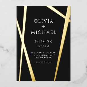 En Aluminium Invitation minimaliste moderne Gold Black Foil