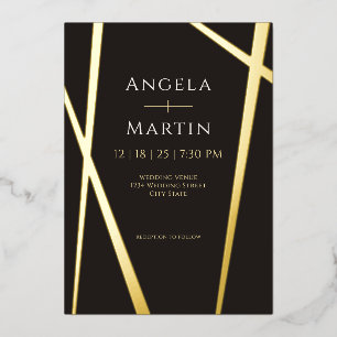 En Aluminium Invitation minimaliste moderne Gold Black Foil