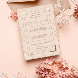 En Aluminium Invitation moderne Deco crème et or I feuille