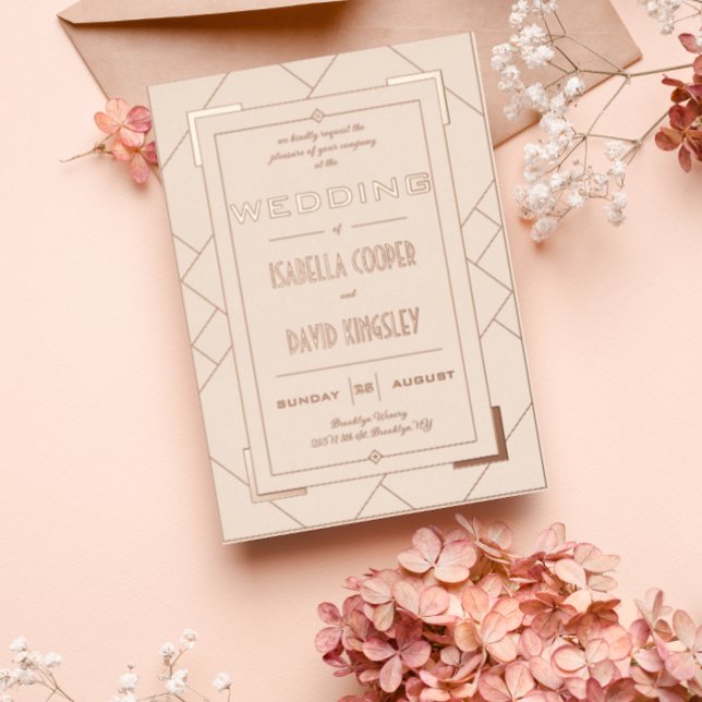 En Aluminium Invitation moderne Deco crème et or I feuille (Créateur téléchargé)