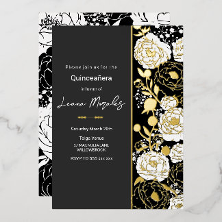 En Aluminium Invitation noire Quinceañera Foil