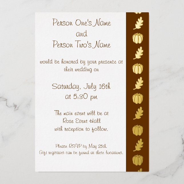 En Aluminium Invitation Patch de Citrouille dans du Chocolat so (Recto)