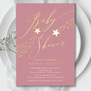 En Aluminium Invitation Pink Little Star Baby shower Foil