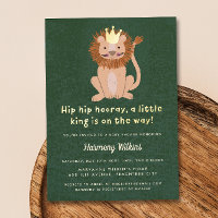 Invitation pour Baby Shower Garçon Roi Lion Vert