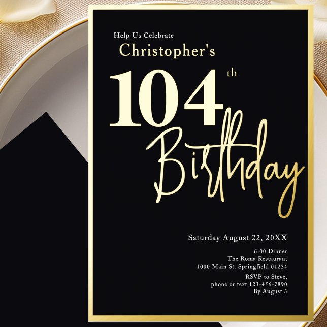 En Aluminium Invitation pour les 104 ans Moderne avec feuille d (Créateur téléchargé)