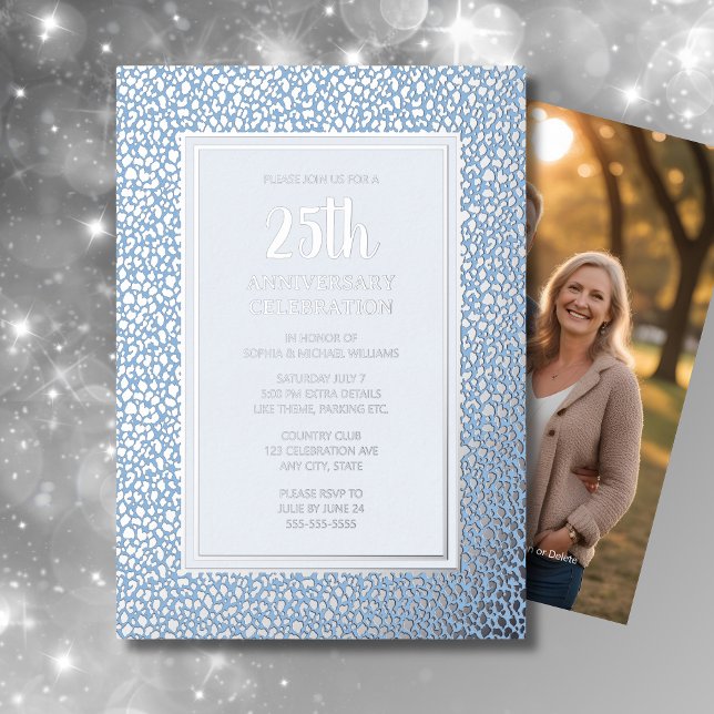 En Aluminium Invitation pour les 25 ans de mariage Argent Bleu (Créateur téléchargé)
