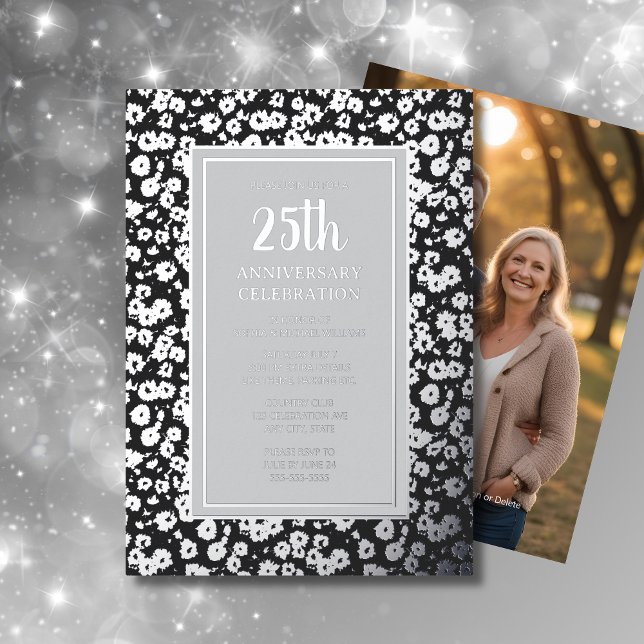 En Aluminium Invitation pour les 25 ans de mariage Fleurs argen (Créateur téléchargé)