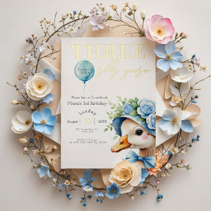 En Aluminium Invitation pour les 3 ans de Three Silly Goose Boy