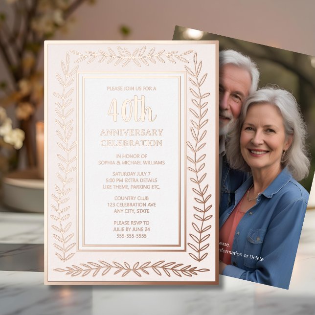 En Aluminium Invitation pour les 40 ans de mariage Rose botaniq (Créateur téléchargé)