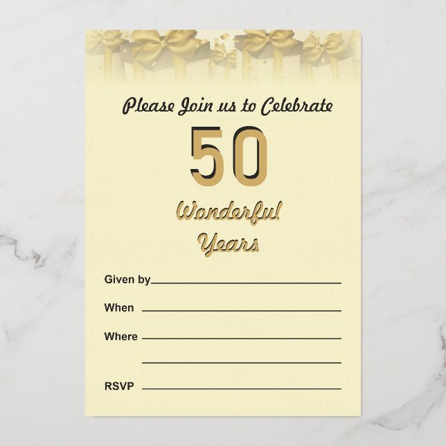 En Aluminium Invitation pour les 50 ans de mariage (Recto)