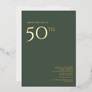 En Aluminium Invitation pour les 50 ans de mariage Dusty Green