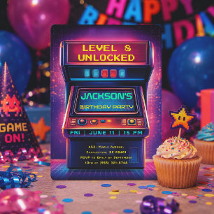 En Aluminium Invitation pour une fête d'anniversaire de niveau
