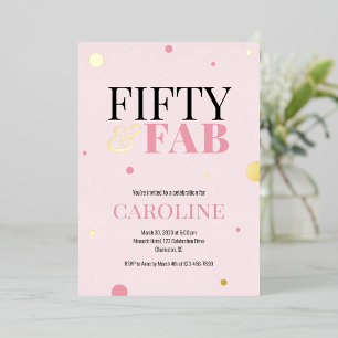 En Aluminium Invitation pour une fête d'anniversaire rose 50 an