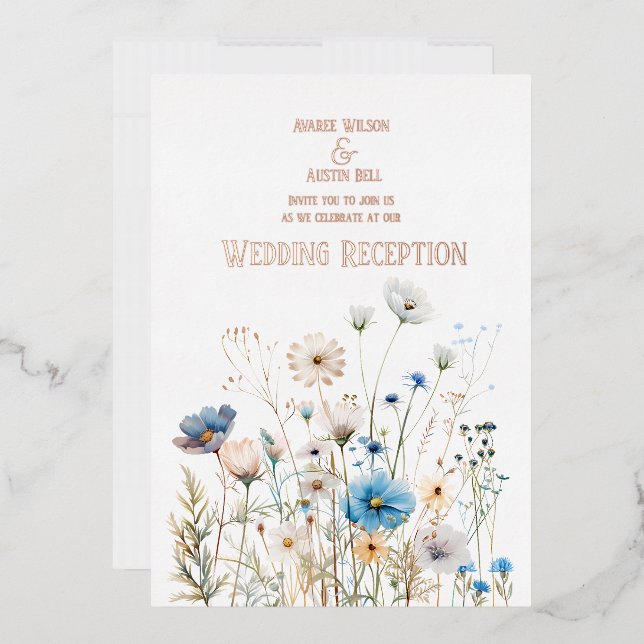 En Aluminium Invitation Rose Fleur sauvage de terrain Gold Foil (Enveloppe)