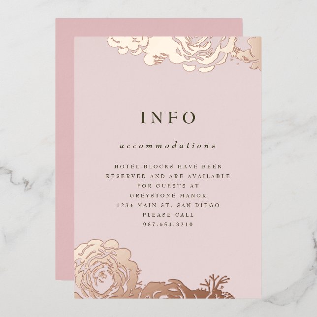 En Aluminium Invitation rose Gold Blooms (Recto/Verso)